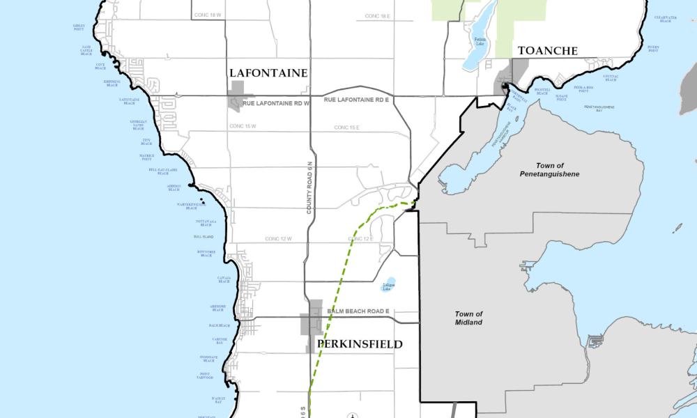 portion of a map of the Township of Tiny