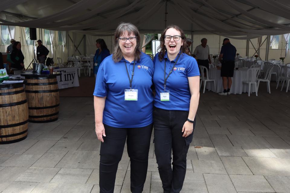 Tiny staff organizers in the reception tent