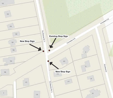 Key Map Public Notice - Township of Tiny enhances safety along Tiny Beaches Road South and Concession 9 West with the addition of an all-way stop - Key Map.png