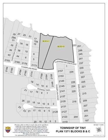 map showing block's b and c on plan 1371